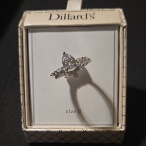 Dillard's Silver Pear-Cut Cubic Zirconia Halo Ring in Silver - Size 8